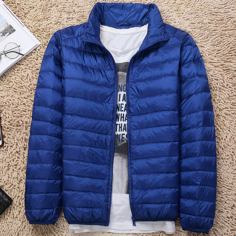 New Lightweight Stand-up Collar Down Jacket Men's Short White Duck Down Warm Fall Winter Coat