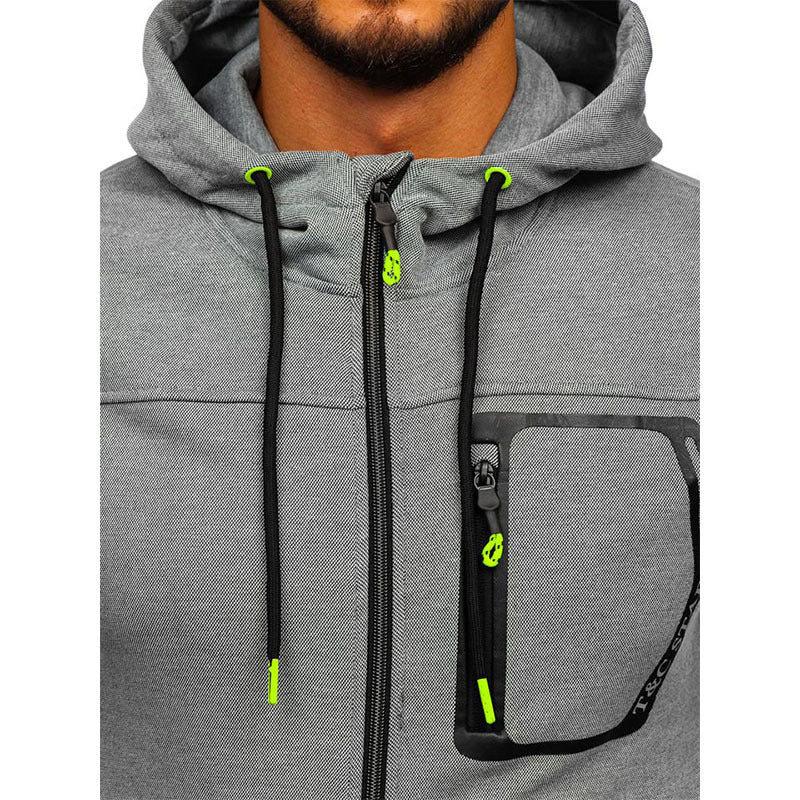 Men's Hooded Stitching Sweater Cardigan Jacket