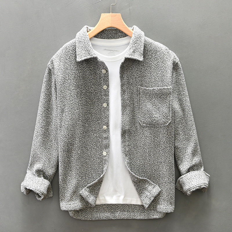 Camisa informal de manga larga con cuello tipo polo para hombre, nueva de otoño