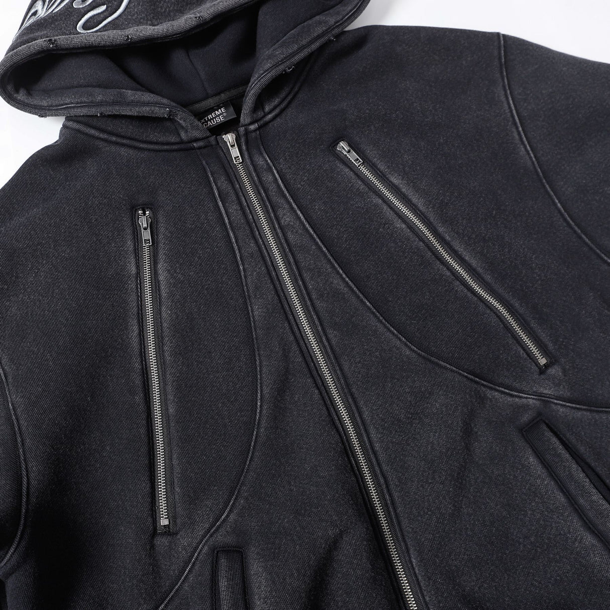 Nueva sudadera con capucha y cremallera lavada con forro polar