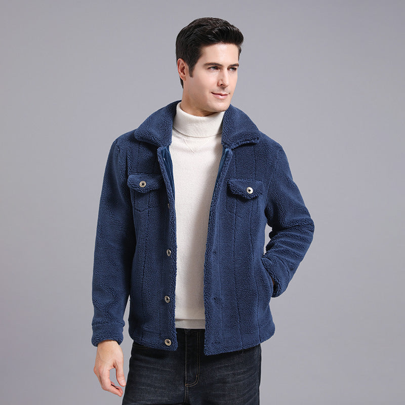 Chaqueta de lana de grano para hombre, nuevo estilo para otoño e invierno