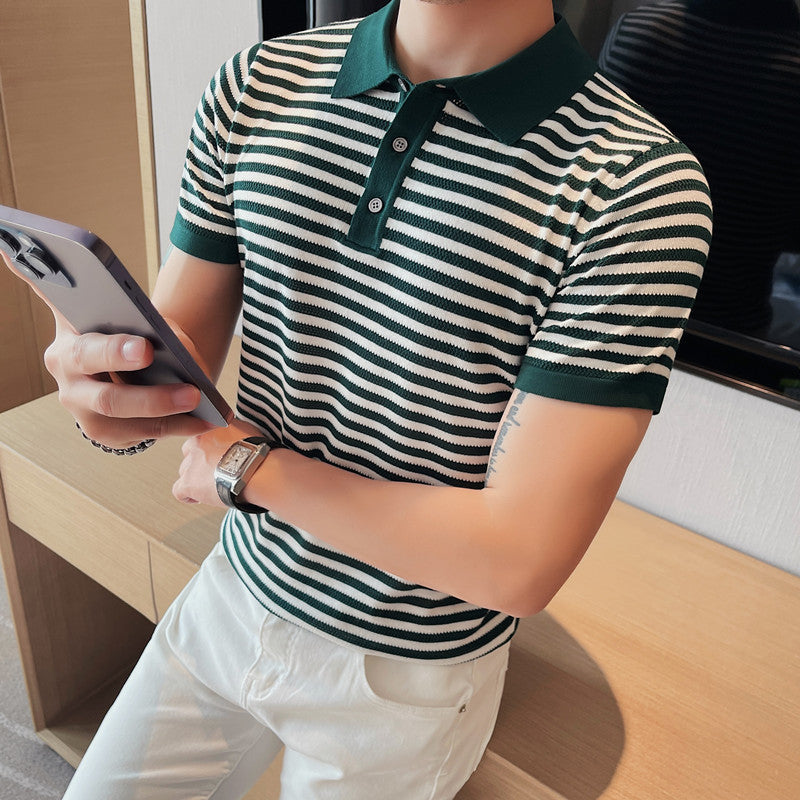 Camiseta informal transpirable de punto de alta elasticidad para hombre