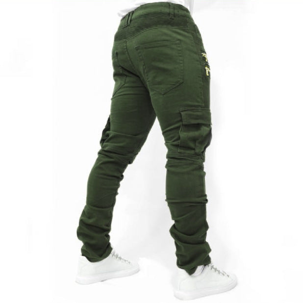 Trend Falten Stretch Füße Denim solide Hose