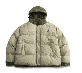 Chaqueta de trabajo con capucha de dos piezas falsa retro Chaqueta acolchada de algodón Chaqueta gruesa y cálida