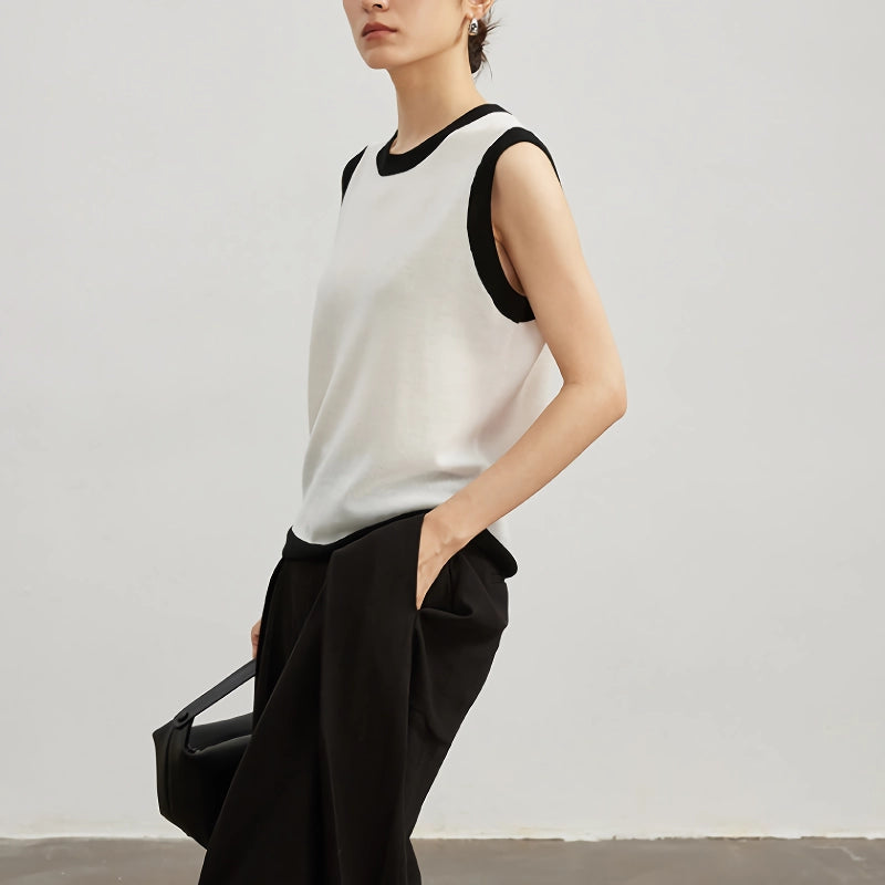 Pulloverweste mit Rundhalsausschnitt aus Merinowolle