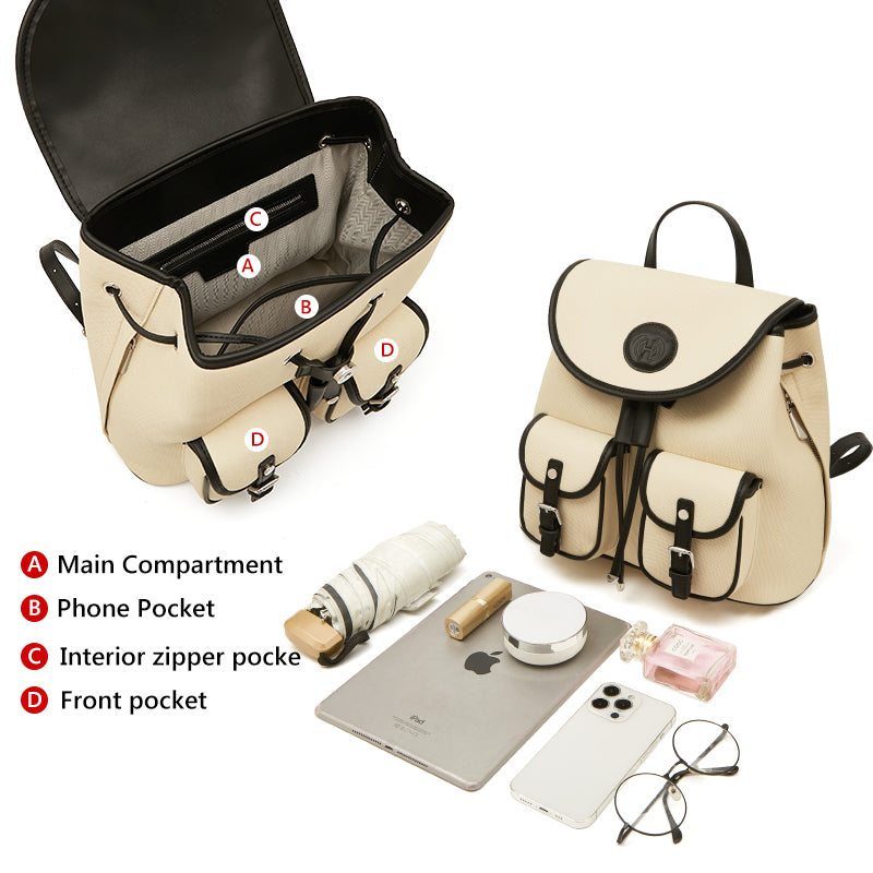 Mochila de piel sintética suave para mujer