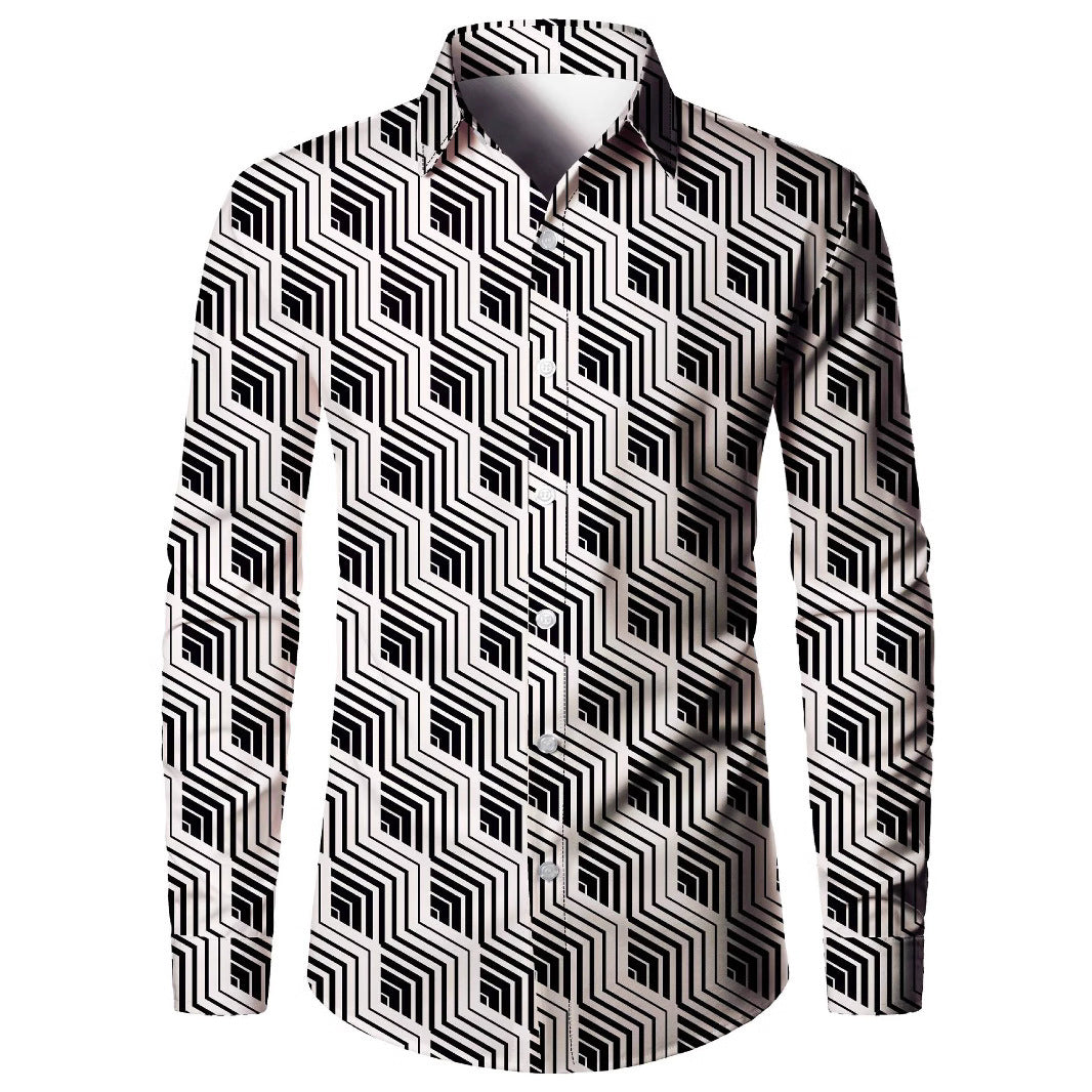Camisa de hombre con impresión digital 3D estilo americano