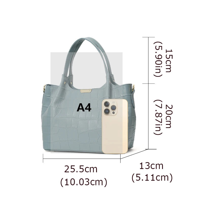 Elegante Handtasche aus Leder mit Krokodilmuster für Damen – Korbtasche mit großem Fassungsvermögen