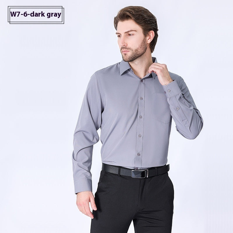 Pendeln Minimalist Business Professional Bügelfreies Stretch Hemd Langarm Herren High Sense