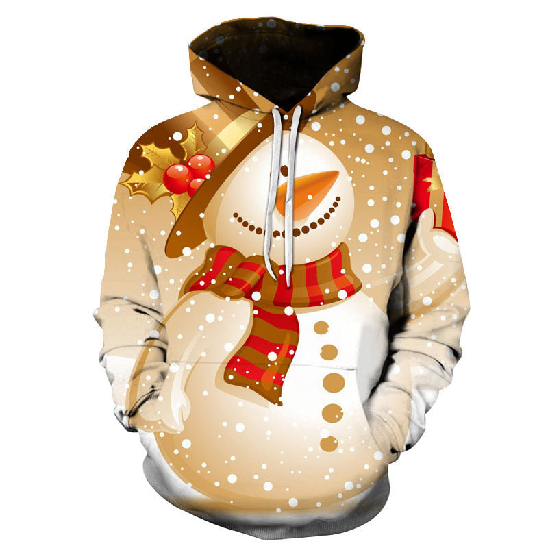 Sudadera con capucha con estampado digital 3D de elementos navideños