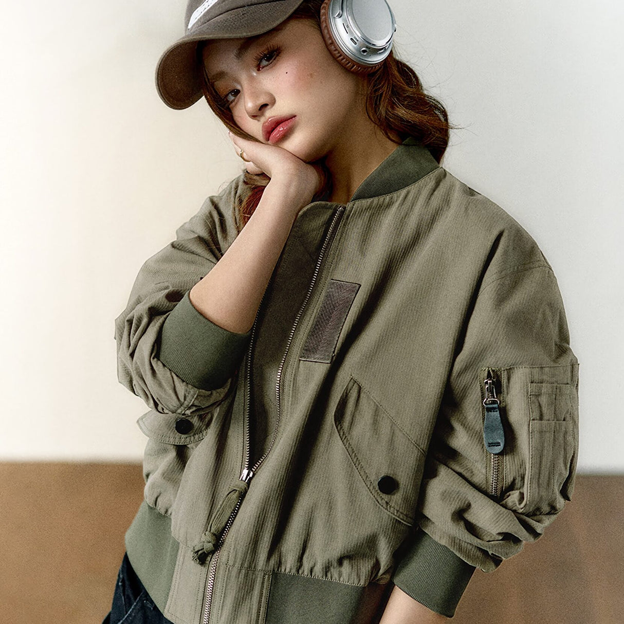 Chaqueta bomber universitaria retro para mujer