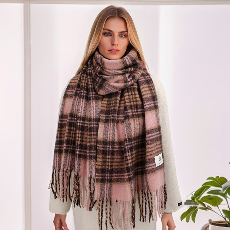 Eleganter, karierter Kaschmirschal – dicker und warmer Wickelschal