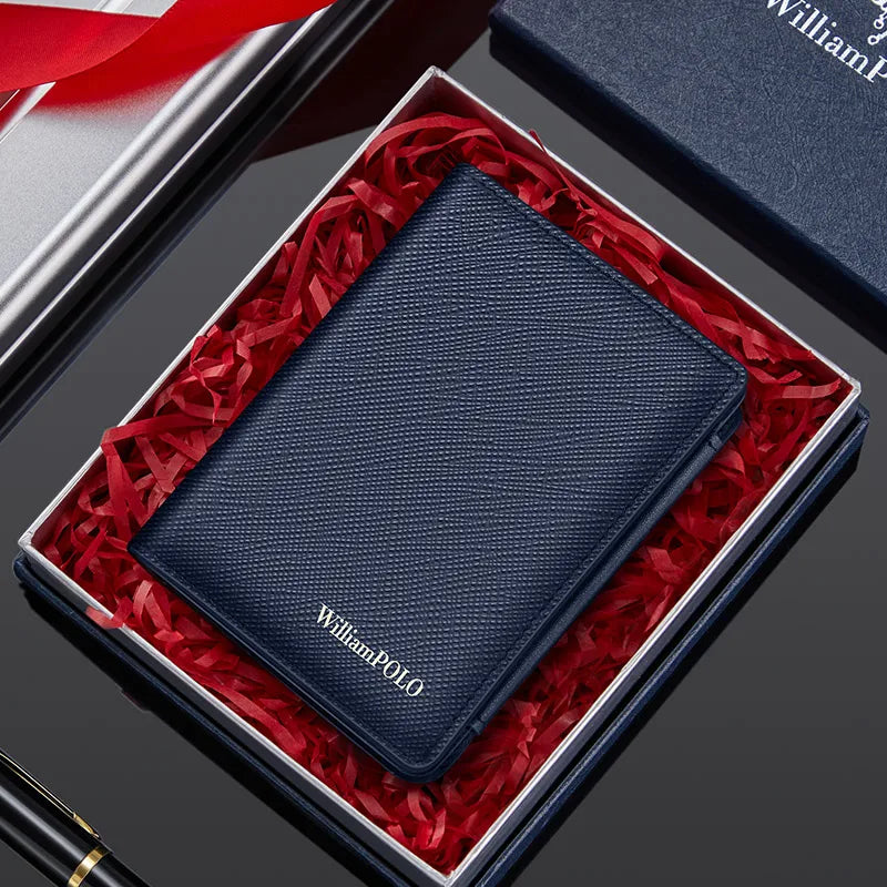 Kurze Lederbrieftasche für Herren – Kartenetui aus echtem Rindsleder mit Münzfach