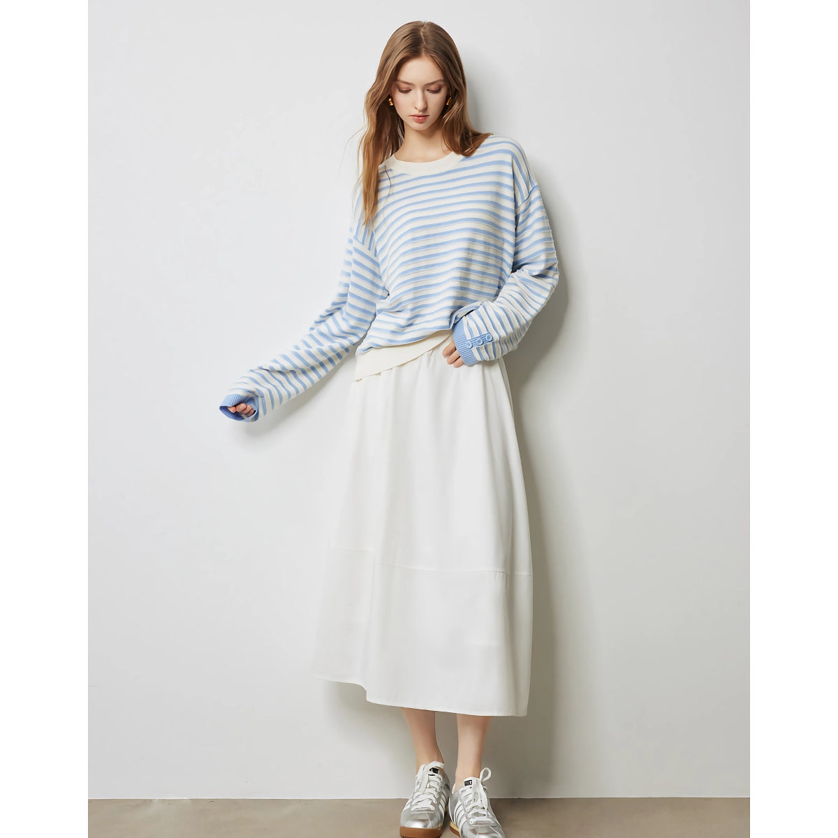 Gestreifter Strickpullover für Damen - Langarmpullover für den Herbst