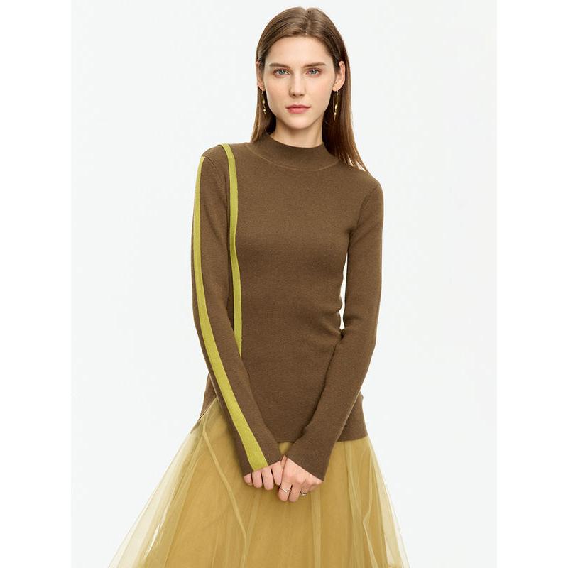 Suéter elegante de cuello alto asimétrico para mujer