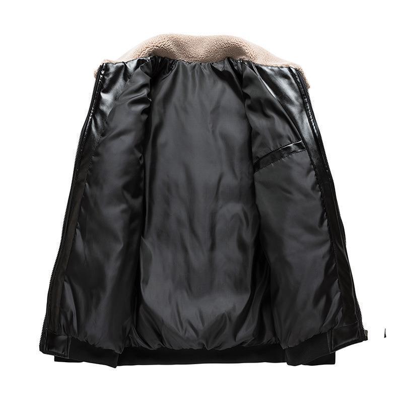 Cuello de piel de algodón para hombre, tendencia engrosada