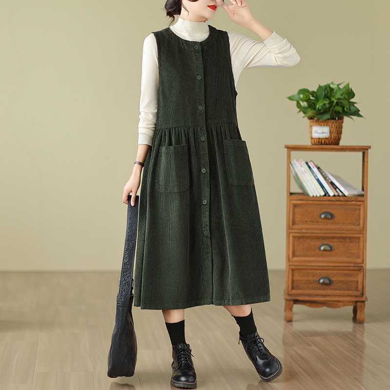 Cord Tank Kleid Lose Jugendlicher Look