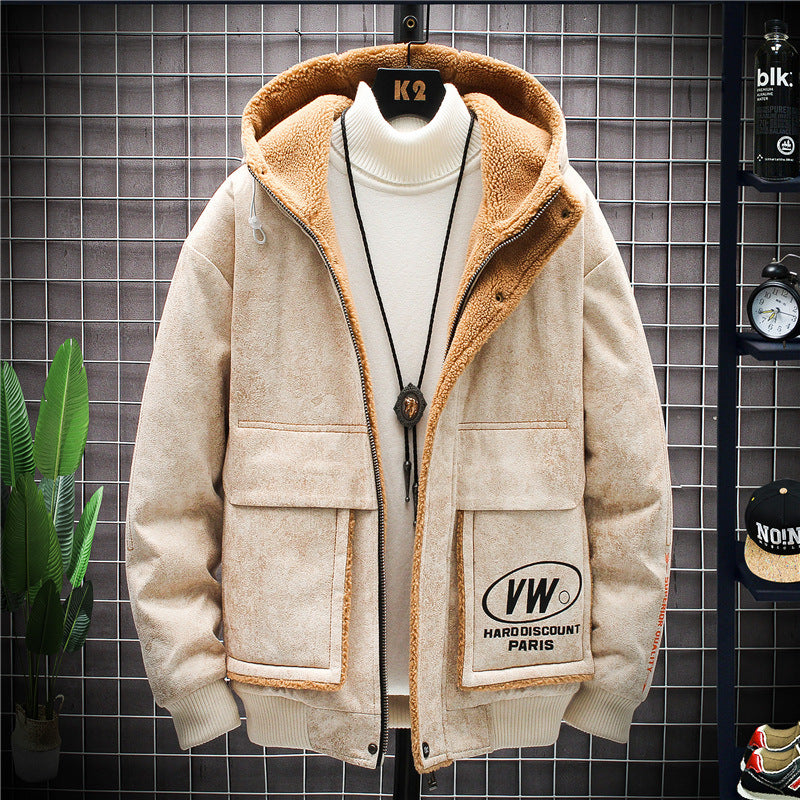 Chaqueta acolchada de felpa Chaqueta juvenil estilo coreano Chaqueta ajustada para hombre