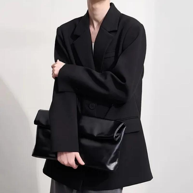 Elegante blazer cruzado de otoño con cuello con muescas