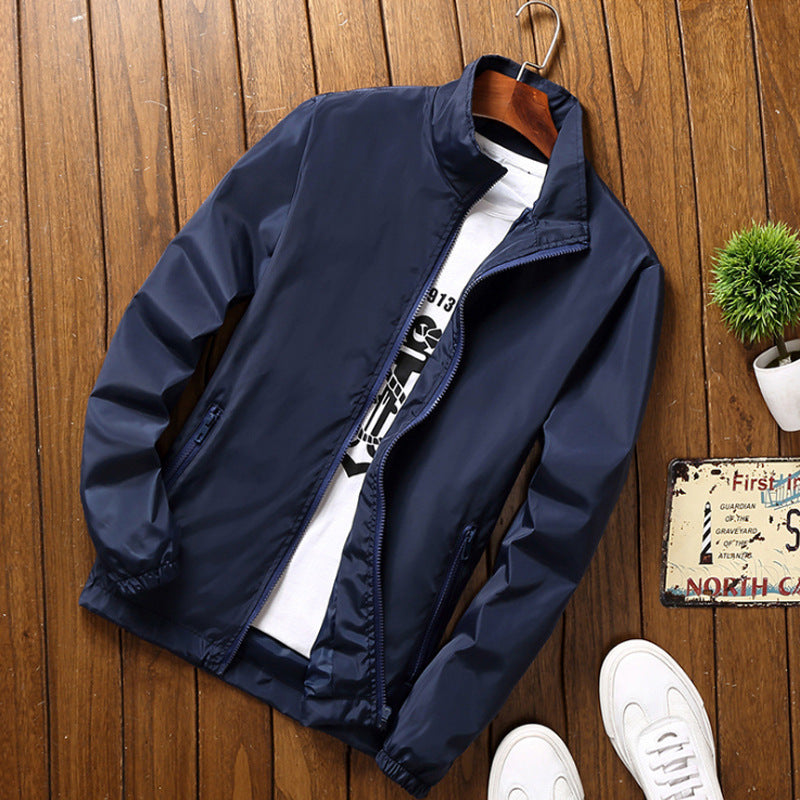 Camisa publicitaria de doble capa, gabardina informal con cremallera y cuello alto, ropa de trabajo