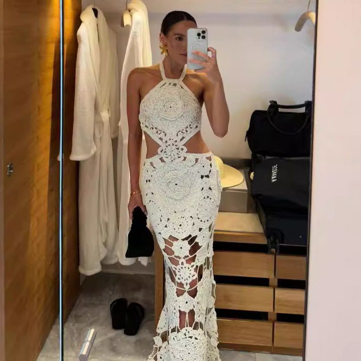 GY25171 Vestido tubo de moda con escote halter y espalda descubierta