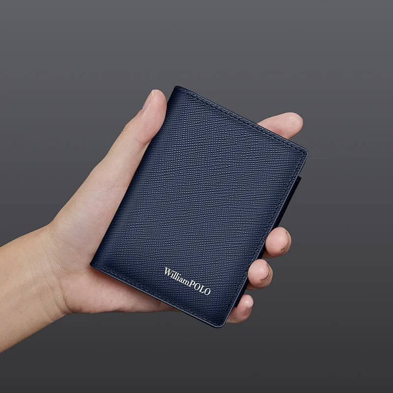 Kurze Lederbrieftasche für Herren – Kartenetui aus echtem Rindsleder mit Münzfach