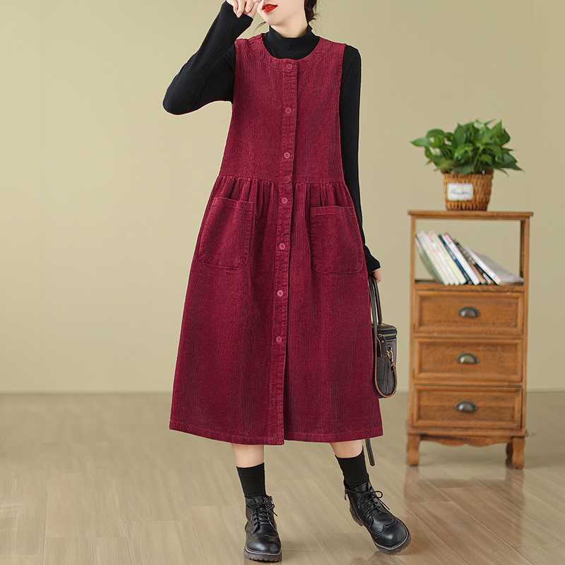 Cord Tank Kleid Lose Jugendlicher Look