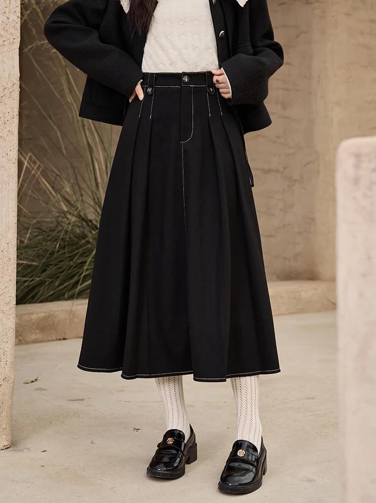 Plissierter Jeansrock in A-Linie mit hoher Taille für Damen