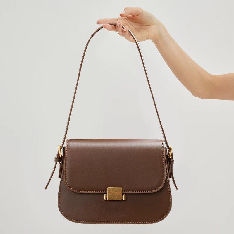 Stilvolle quadratische Retro-Umhängetasche für Damen – verstellbare Handtasche aus Rindsleder
