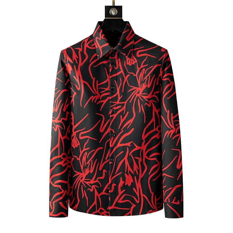 Camisa suelta con estampado digital de nueva moda de otoño para hombre