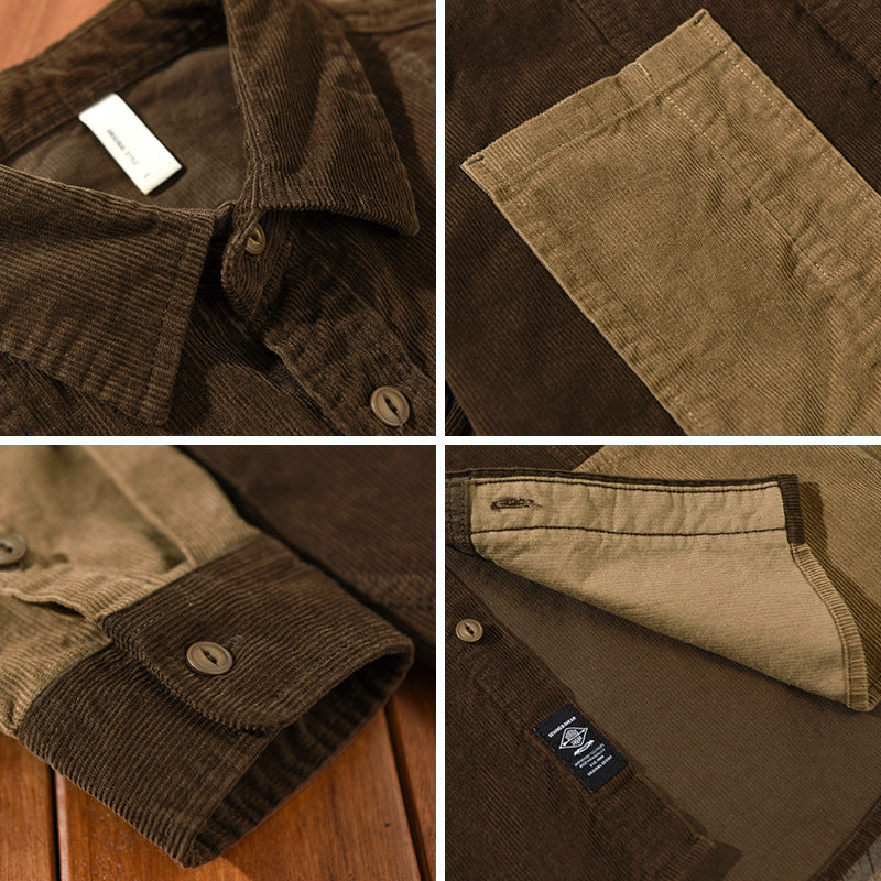 Camisa casual de pana para hombre