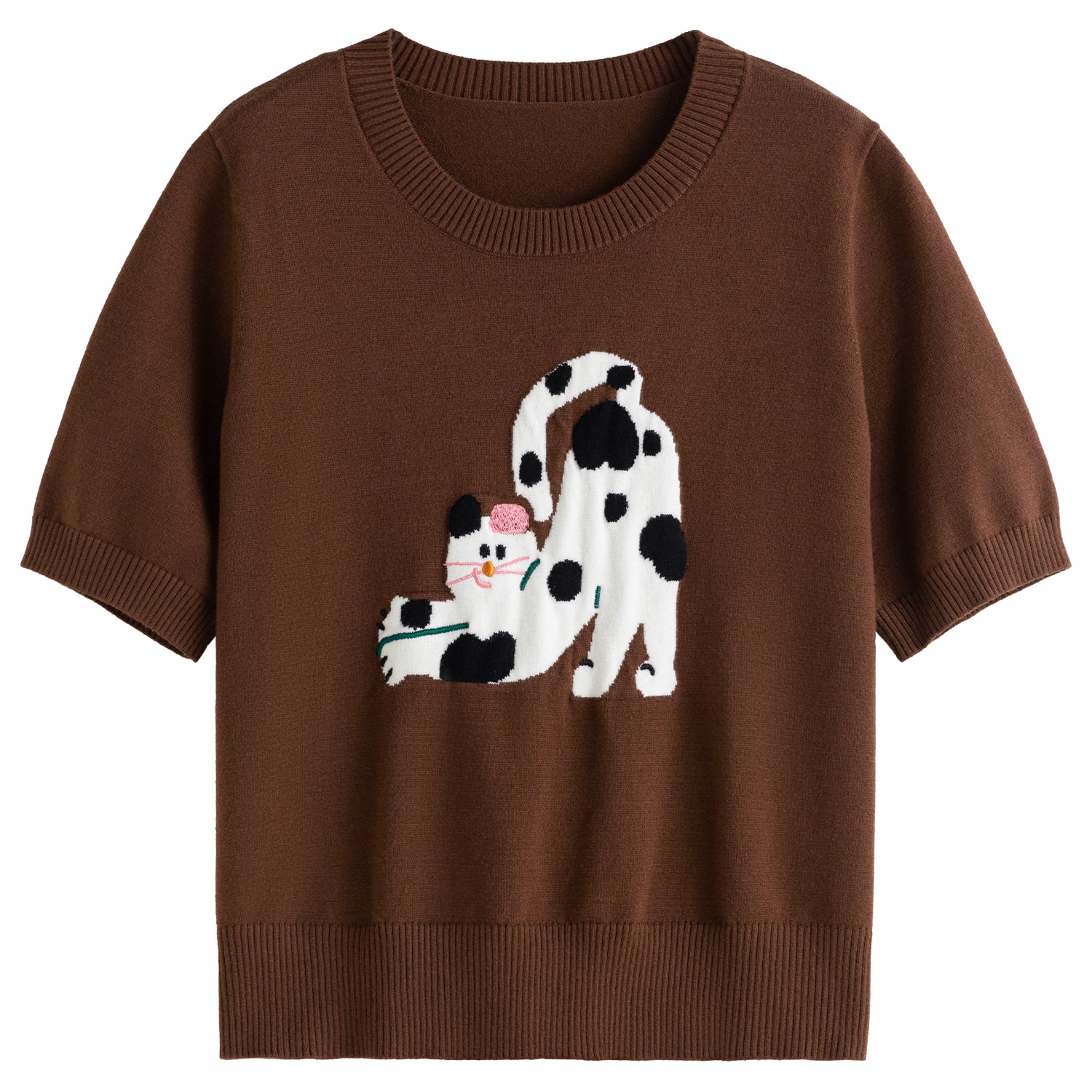 Süßes T-Shirt mit Cartoon-Stickerei für Damen