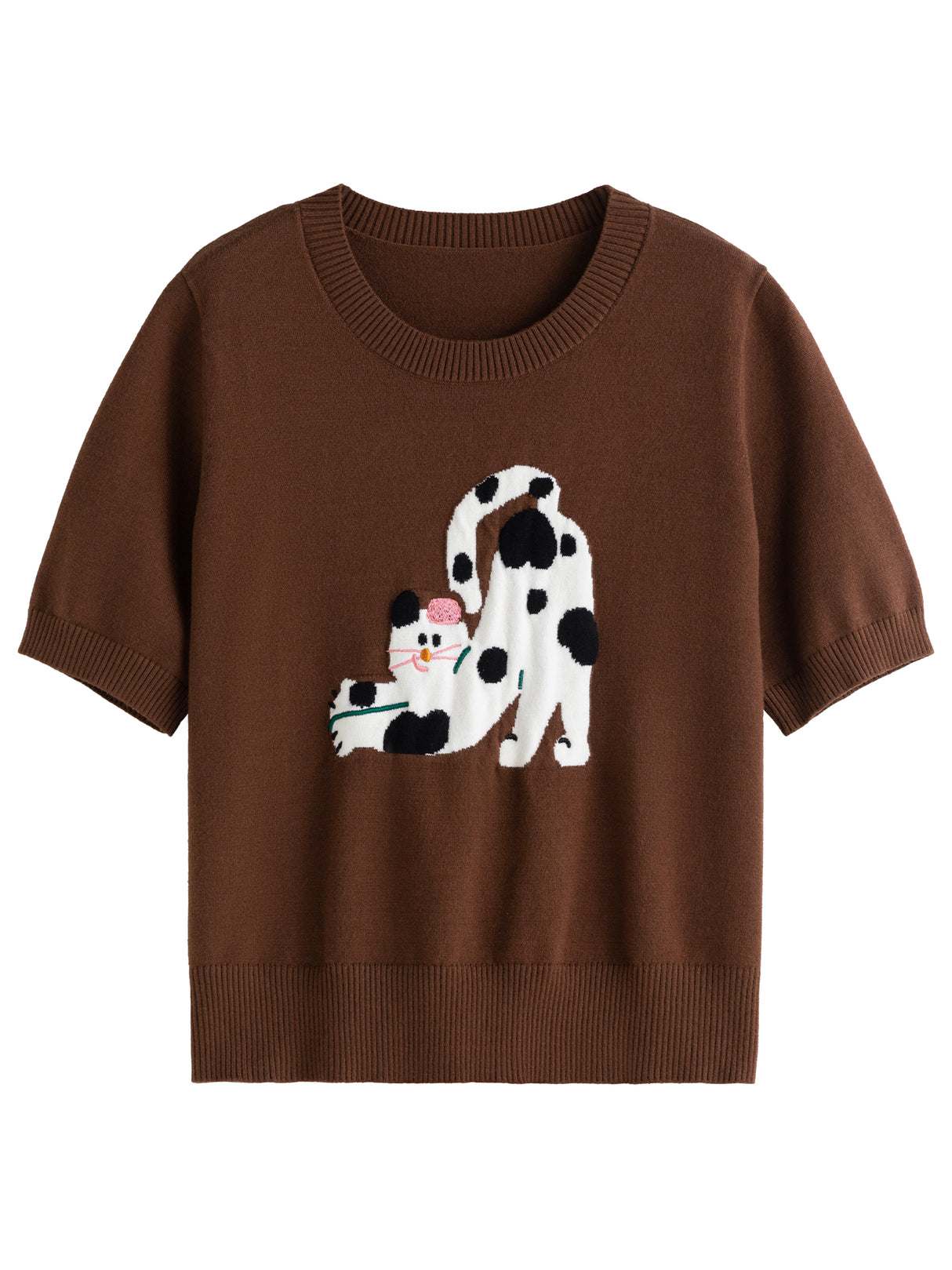 Süßes T-Shirt mit Cartoon-Stickerei für Damen