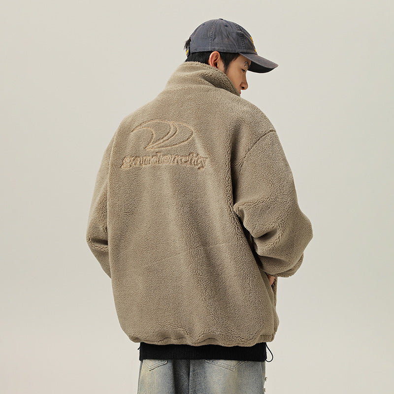 Artificial Lamb Wool Cotton-padded Jacket Stand Collar Coat