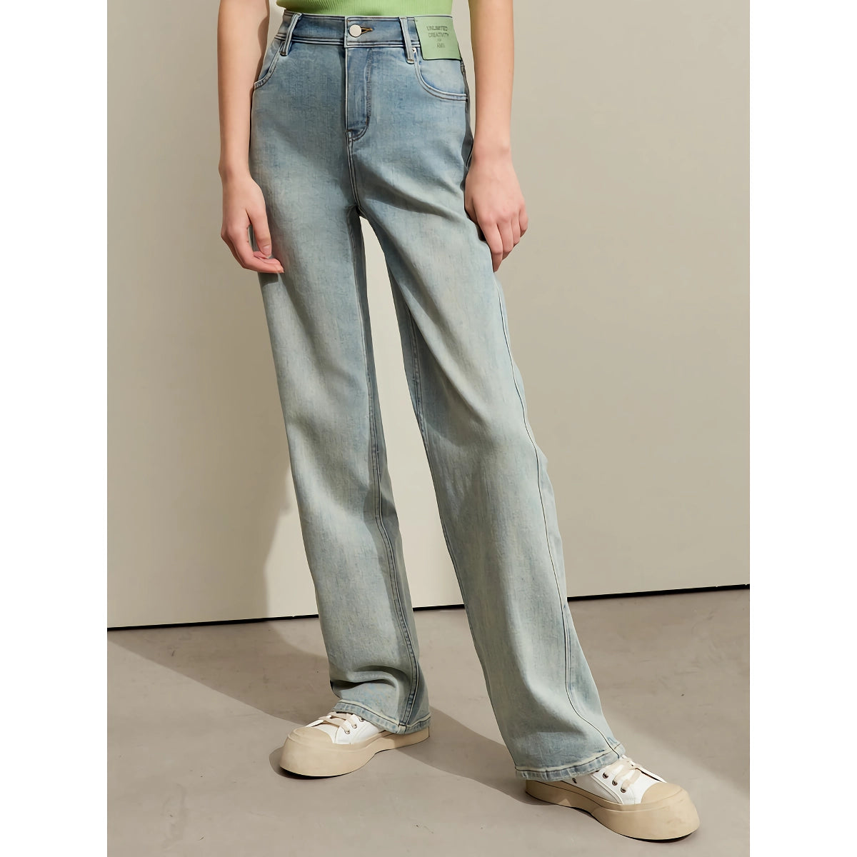 Retro-Jeanshose mit weitem Bein für Damen