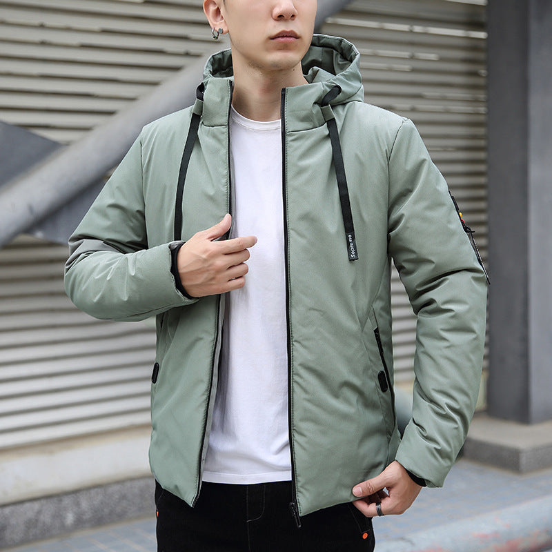 Men's Cotton-padded Hooded Slim Coat Plus Size