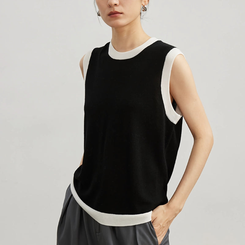 Pulloverweste mit Rundhalsausschnitt aus Merinowolle