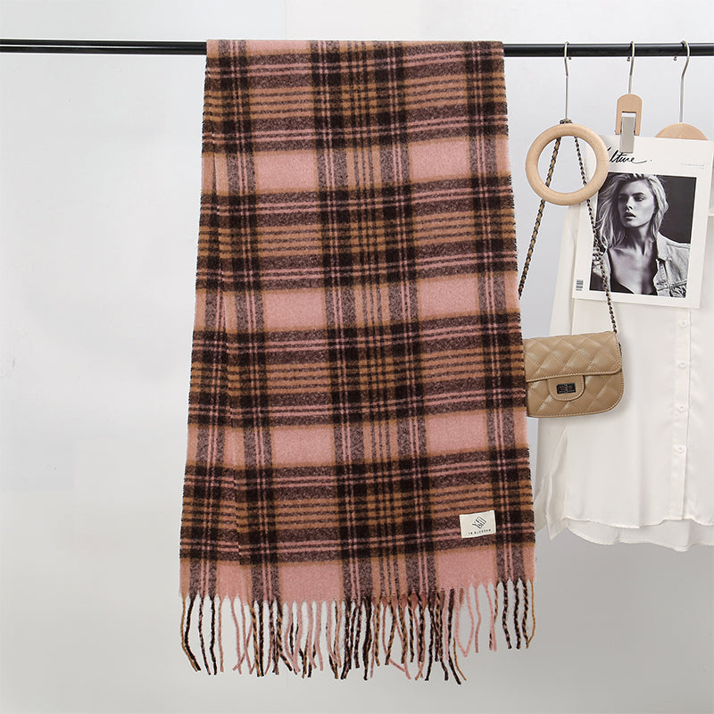 Eleganter, karierter Kaschmirschal – dicker und warmer Wickelschal