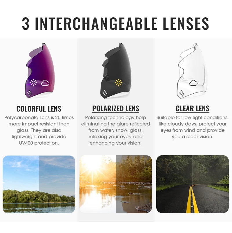 Gafas de sol de policarbonato UV400 multideporte para ciclismo y actividades al aire libre