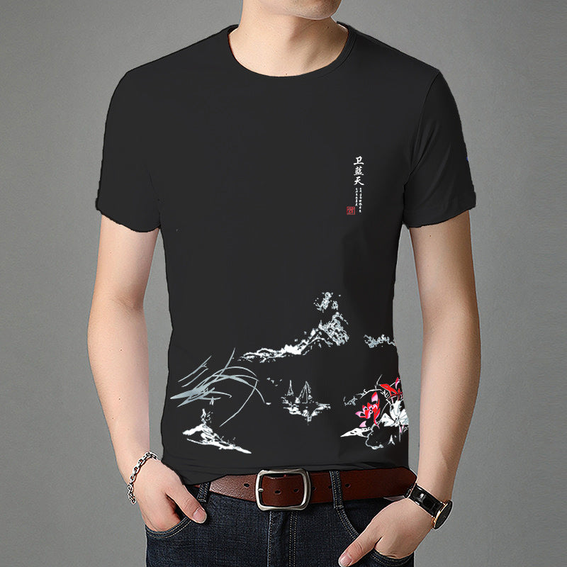 Slim casual short-sleeved cotton men's t-shirt
