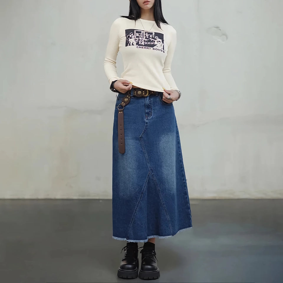 Cherry Bomb Langarm-T-Shirt mit schmaler Passform für Damen