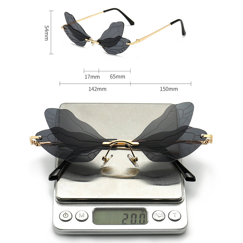 Gafas de sol sin montura con forma de ala de libélula y protección UV400