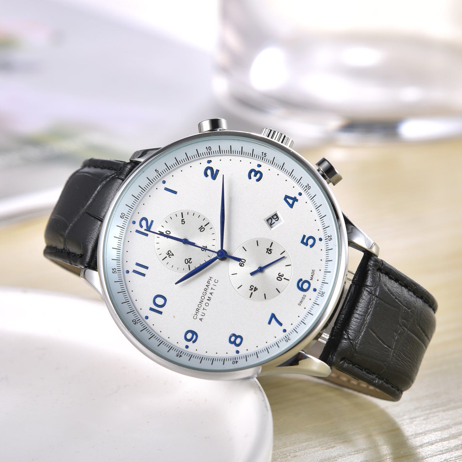 Men's Five-Hand Leather Quartz Business Watch - Dazpy