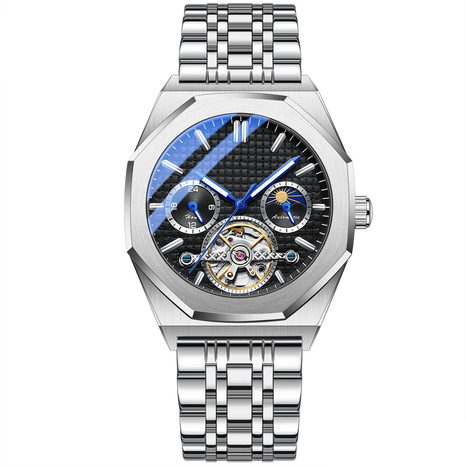 Flywheel Sun Moon Star Mechanical Watch - Dazpy