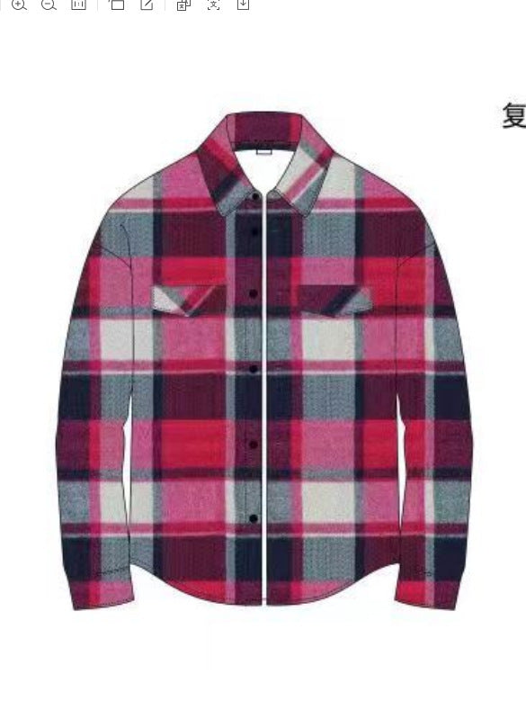 Camisa de franela de manga larga con cuadros cepillados entallados para hombre otoño-invierno