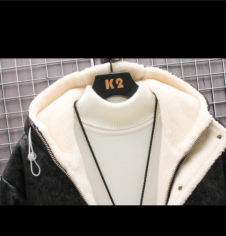 Chaqueta acolchada de felpa Chaqueta juvenil estilo coreano Chaqueta ajustada para hombre