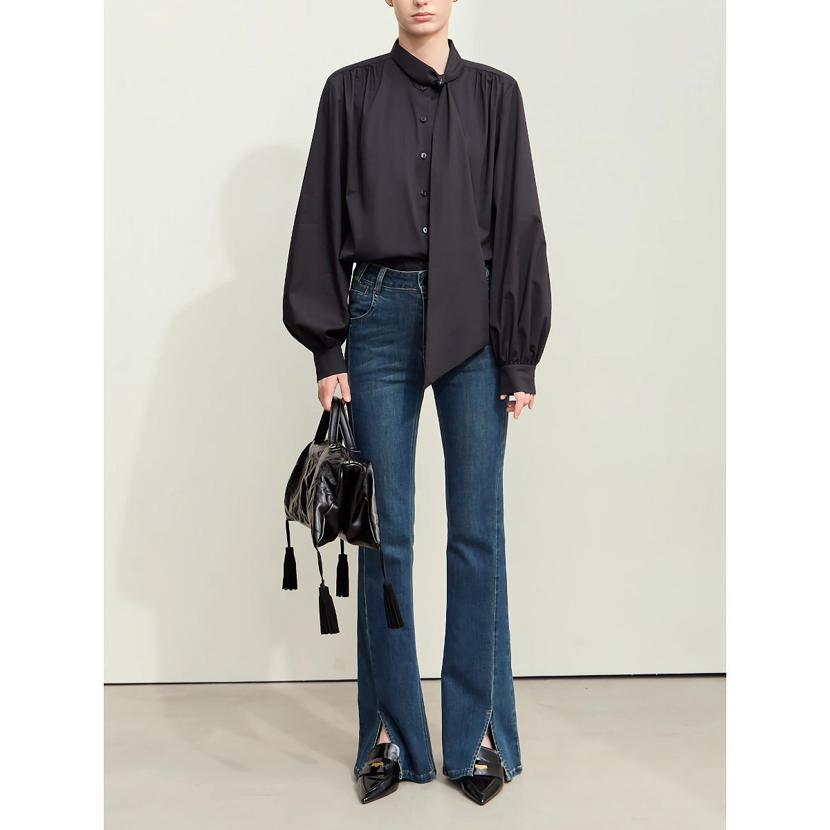 Vaqueros minimalistas retro de corte ajustado para mujer: colección de otoño