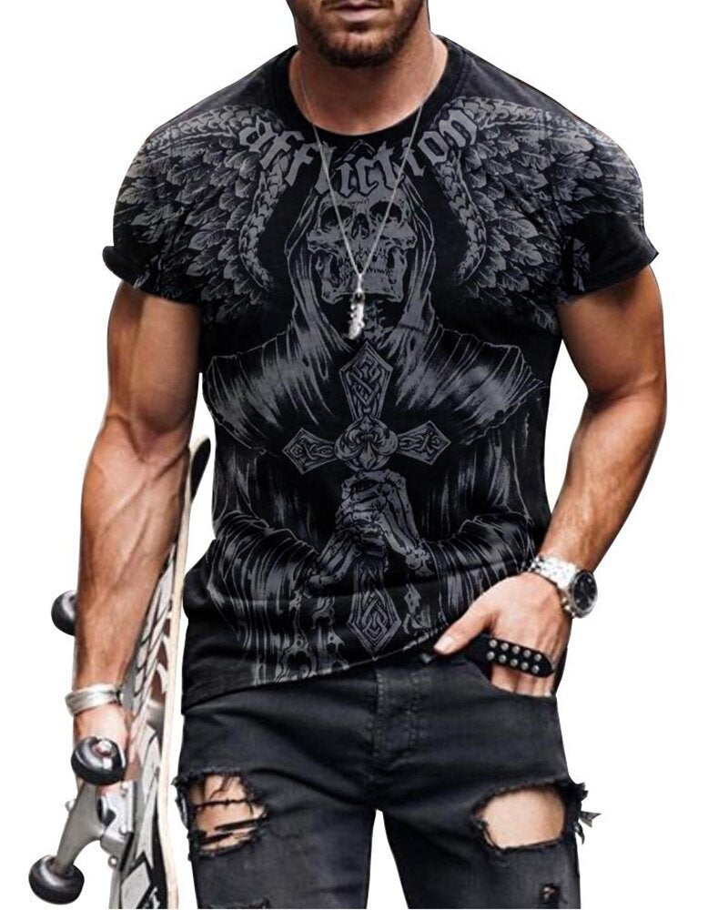 Camisa informal de manga corta con estrellas y rayas para hombre