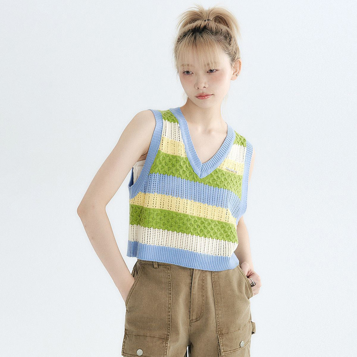 Chaleco tipo suéter de algodón con estilo