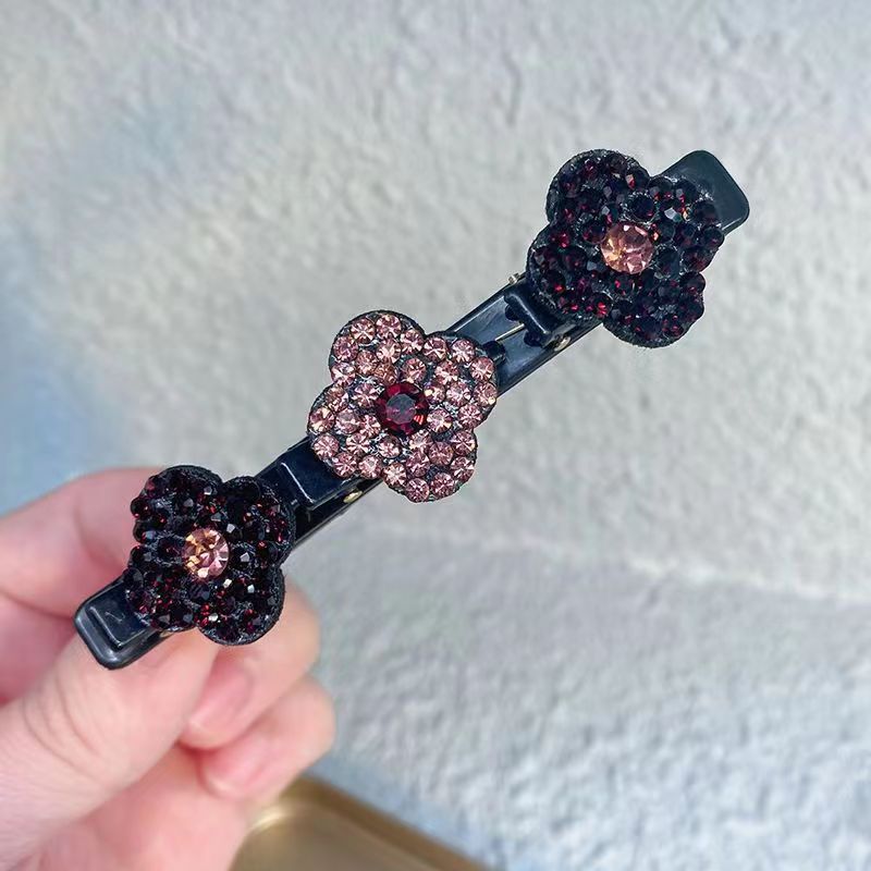 Pinzas para el cabello trenzadas con cristales y flores de moda